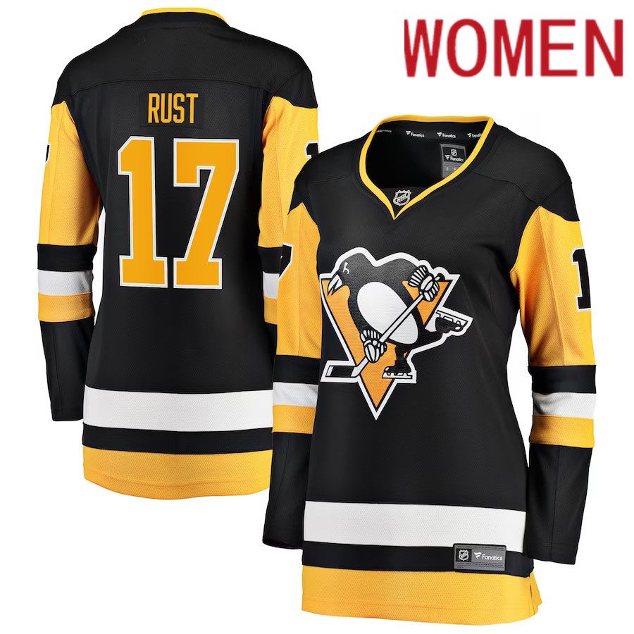 Women Pittsburgh Penguins #17 Bryan Rust Fanatics Branded Black Premier Breakaway Player NHL Jersey